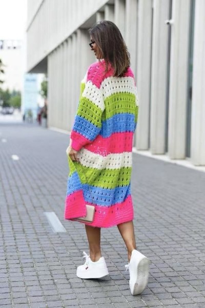 21466 Ζακέτα πλεκτή Long blazer λαχανι