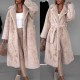 21398 Γούνα μακριά blazer με ζώνη Μπεζ