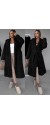 21398 Γούνα μακριά blazer με ζώνη Μαύρο