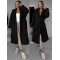 21398 Γούνα μακριά blazer με ζώνη Μαύρο