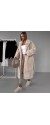 21398 Γούνα μακριά blazer με ζώνη Μπεζ