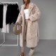 21398 Γούνα μακριά blazer με ζώνη Μπεζ