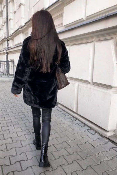 21440 Γούνα συνθετική με κουμπιά Μαύρο