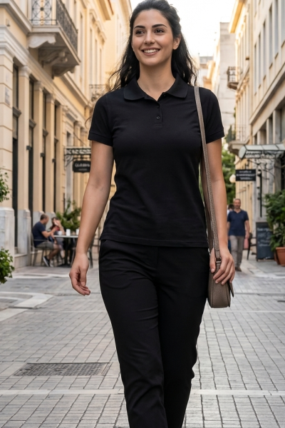 0608 Μπλούζα με γιακά Μαύρο