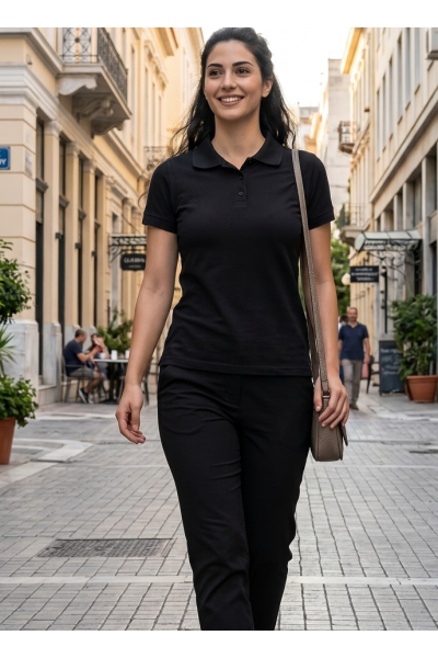 0608 Μπλούζα με γιακά Μαύρο