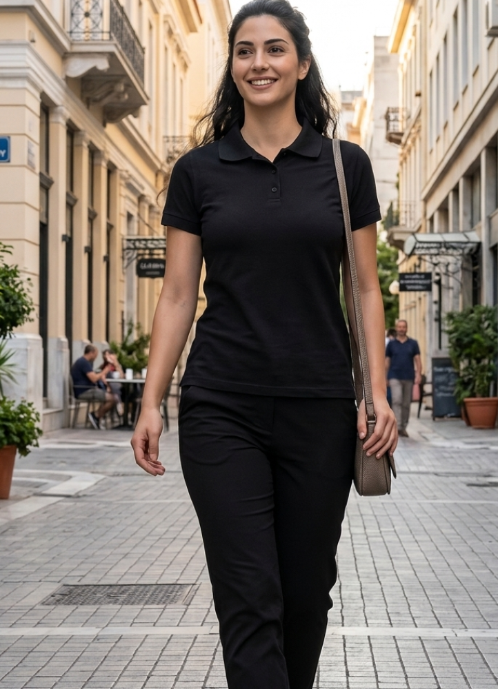 0608 Μπλούζα με γιακά Μαύρο