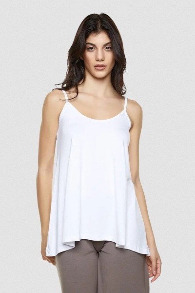 0671 Μπλούζα Βισκόζη ράντα Λευκό
