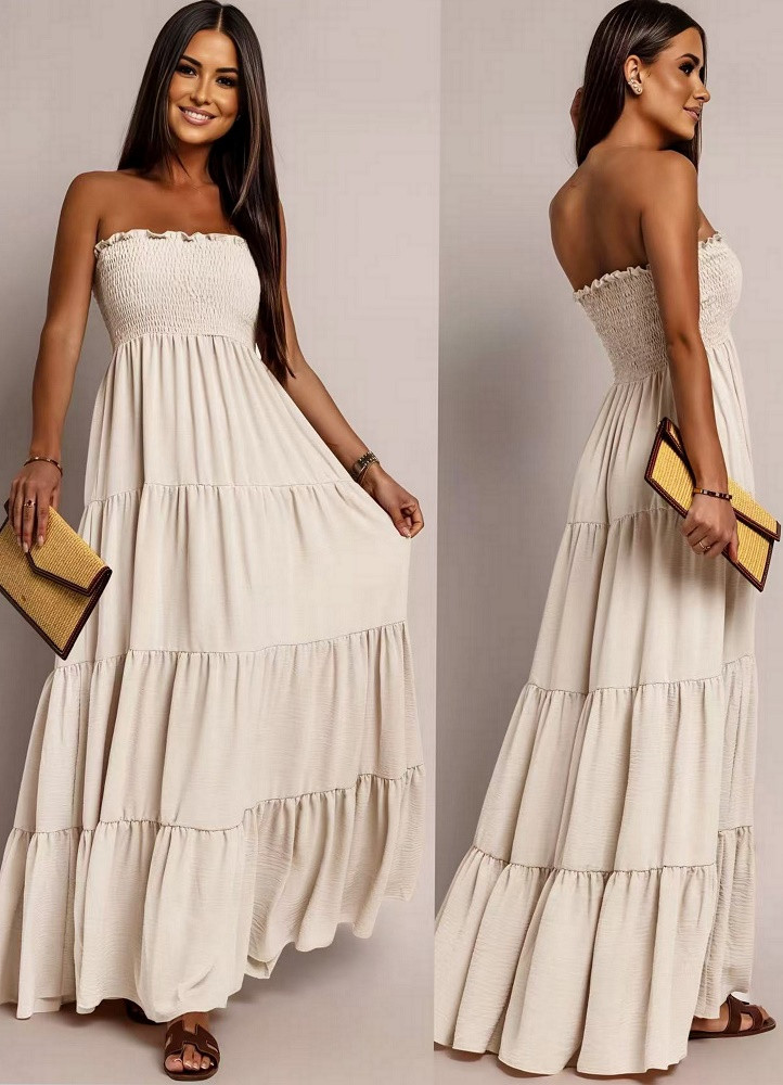 0365 Μάξι φόρεμα Strapless Classic Μπεζ