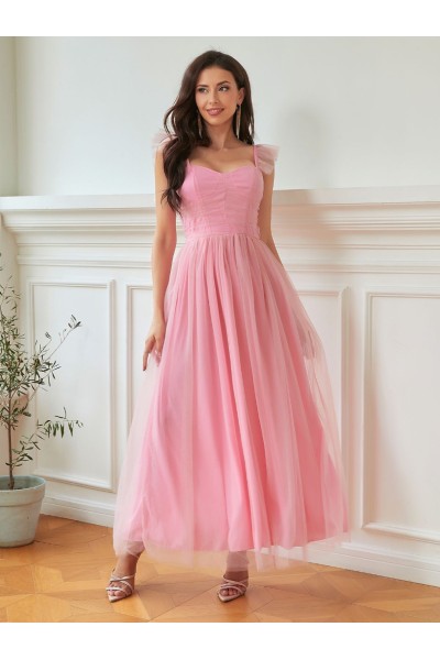 0330 Φόρεμα Maxi Romantic Nude Ροζ