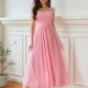 0330 Φόρεμα Maxi Romantic Nude Ροζ