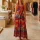 0298 Μάξι φόρεμα floral krouaze Κόκκινο