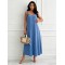 0270 Μίντι φόρεμα τιραντέ Γαλάζιο