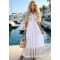 0282 Αμάνικο Μάξι Boho Φόρεμα με Χρυσό Κέντημα Λευκό