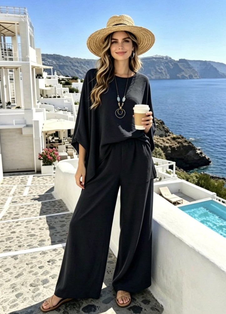 12897 Σετ παντελόνι και μπλούζα Oversize Μαύρο