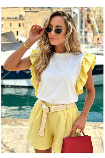 12887 Σετ σόρτς με μπλούζα Κίτρινο