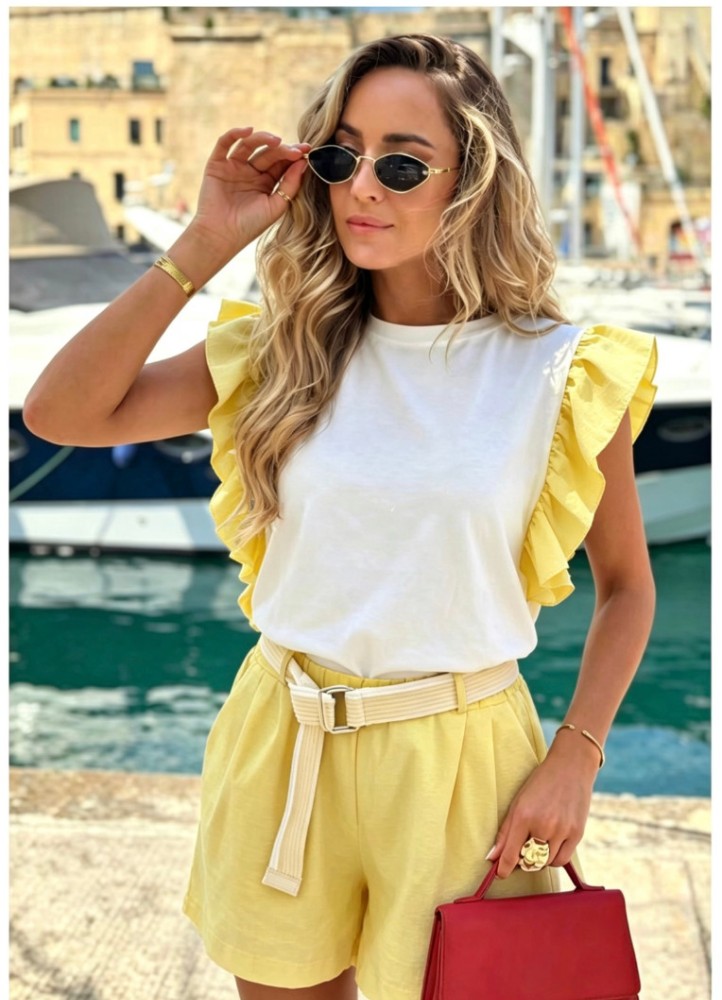 12887 Σετ σόρτς με μπλούζα Κίτρινο