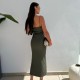 0228 Μίντι φόρεμα τιραντέ Χακί