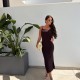  0228 Μίντι φόρεμα τιραντέ Καφέ