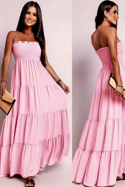 0365 Μάξι φόρεμα Strapless Classic Ροζ