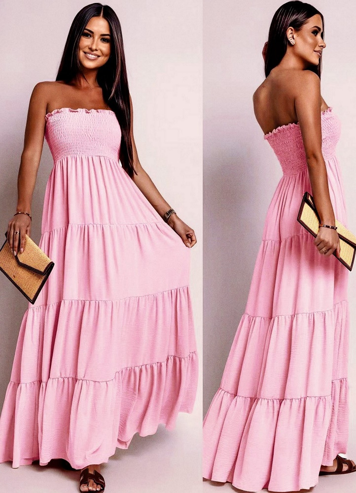 0365 Μάξι φόρεμα Strapless Classic Ροζ