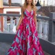 0225  Φόρεμα Maxi Leafs Φούξια