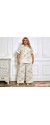  12879 Σετ πουκάμισο με παντελόνι με λουλούδια plus size Λευκό