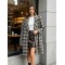 21380 Παλτό Πλεκτό plaid pattern Καφέ