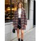 21380 Παλτό Πλεκτό plaid pattern Κόκκινο