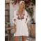 0201 Μίνι φόρεμα Summer Boho Λευκό-red Flowers