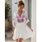 0201 Μίνι φόρεμα Summer Boho Λευκό