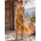 0200 Μάξι φόρεμα floral krouaze Κίτρινο