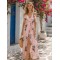 0200 Μάξι φόρεμα floral krouaze με σχίσιμο Ροζ