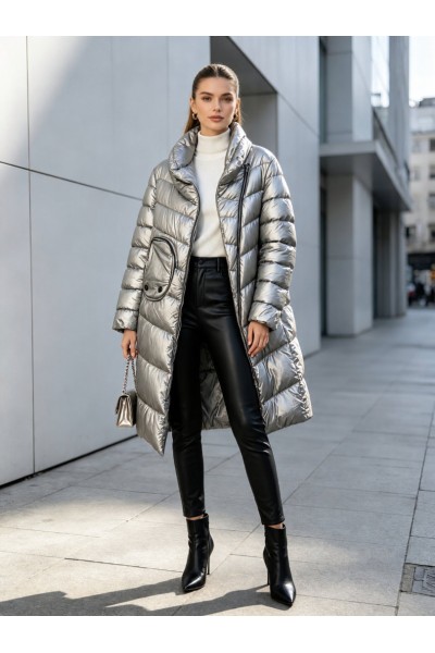 21330 Μπουφάν Urban Style Ασημί