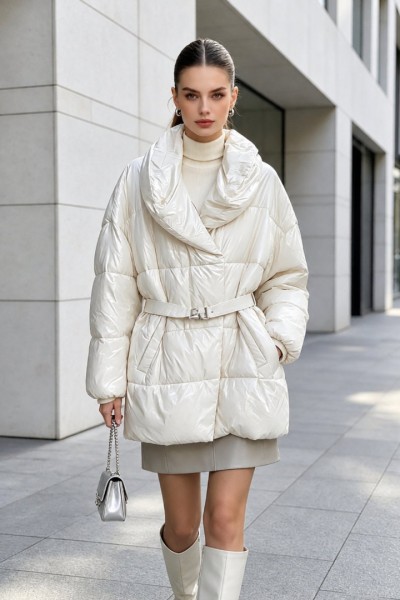 21335 Μπουφάν Street Style Λευκό