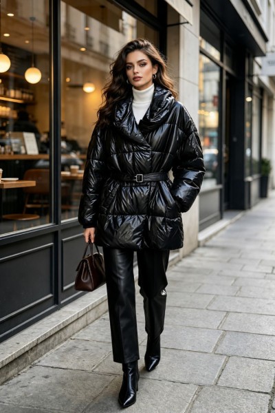 21335 Μπουφάν Street Style Μαύρο