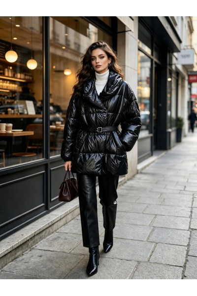21335 Μπουφάν Street Style Μαύρο