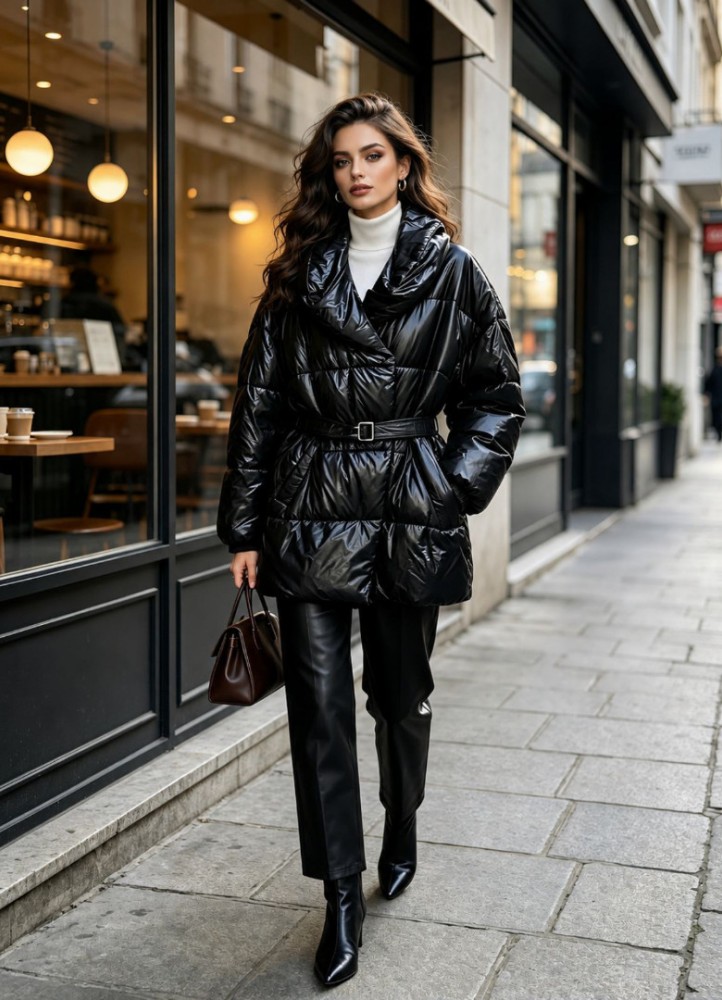 21335 Μπουφάν Street Style Μαύρο