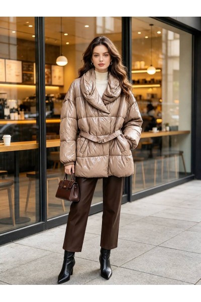 21335 Μπουφάν Street Style Μπεζ