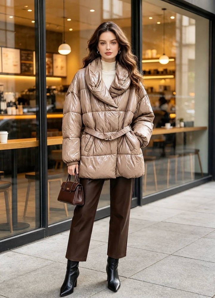 21335 Μπουφάν Street Style Μπεζ
