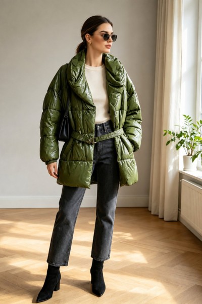 21335 Μπουφάν Street Style Χακί