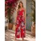 1630 Ολόσωμη φόρμα Full  Floral Κόκκινο