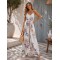 1630 Ολόσωμη φόρμα Full  Floral Λευκό