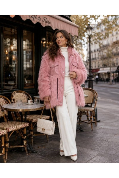 21334 Γούνα street Jacket Style Ροζ