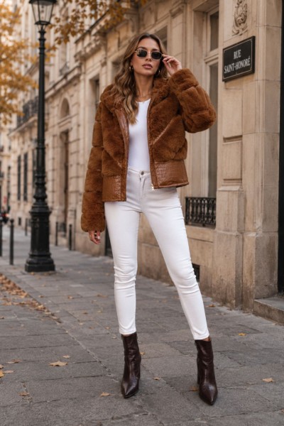 21333 Γούνα Street Style Mαύρο