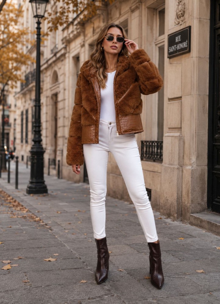 21333 Γούνα Street Style Mαύρο