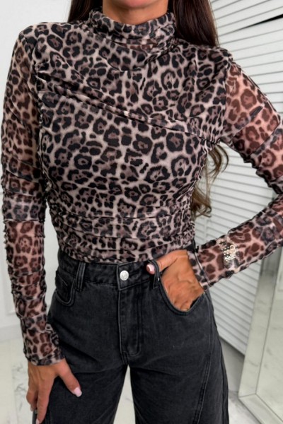 0538 Μπλούζα animal print με διαφάνεια Πούρου