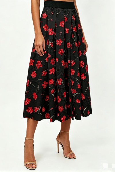 22100 Midi Φούστα Prints Μαύρο