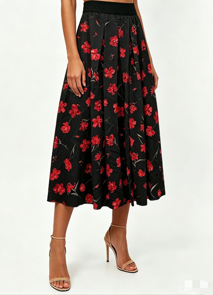 22100 Midi Φούστα Prints Μαύρο