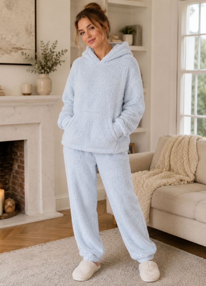12998 Σετ Μπλούζα & παντελόνι Hoodie προβατακι Γαλάζιο