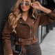 21299 Jacket Suede Style Καφέ